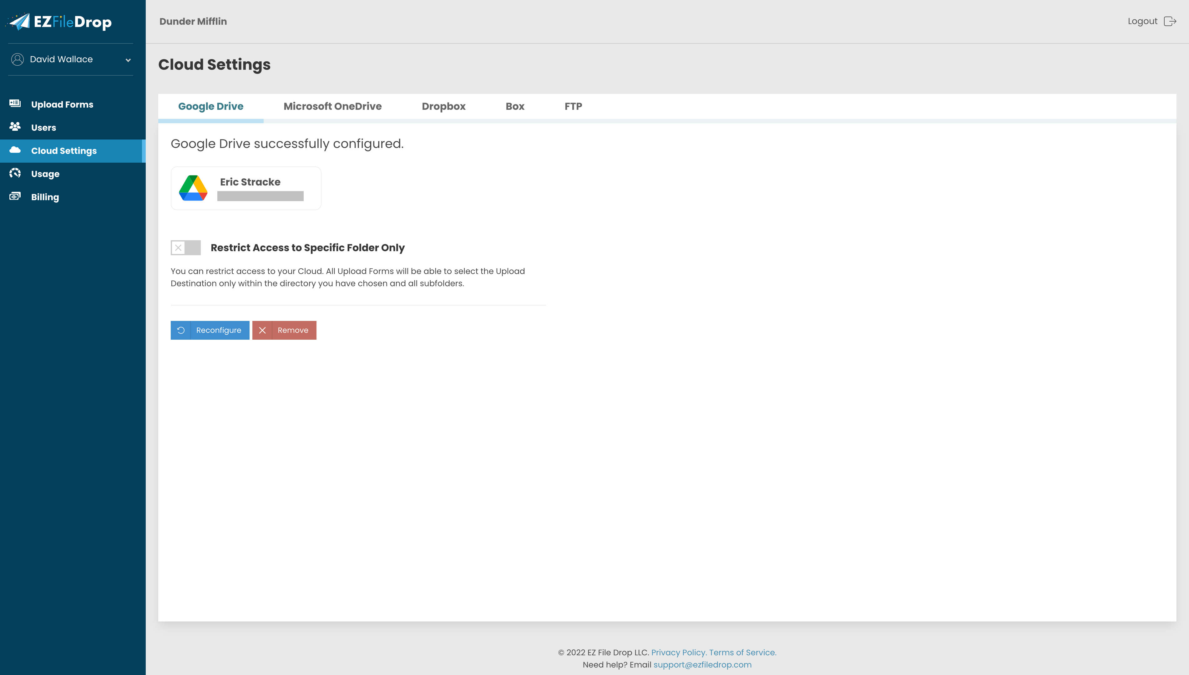 screenshot of EZ File Drop